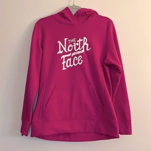 The North Face Women’s Logo Hooded Sweatshirt Size L Pink White Accents Fleece